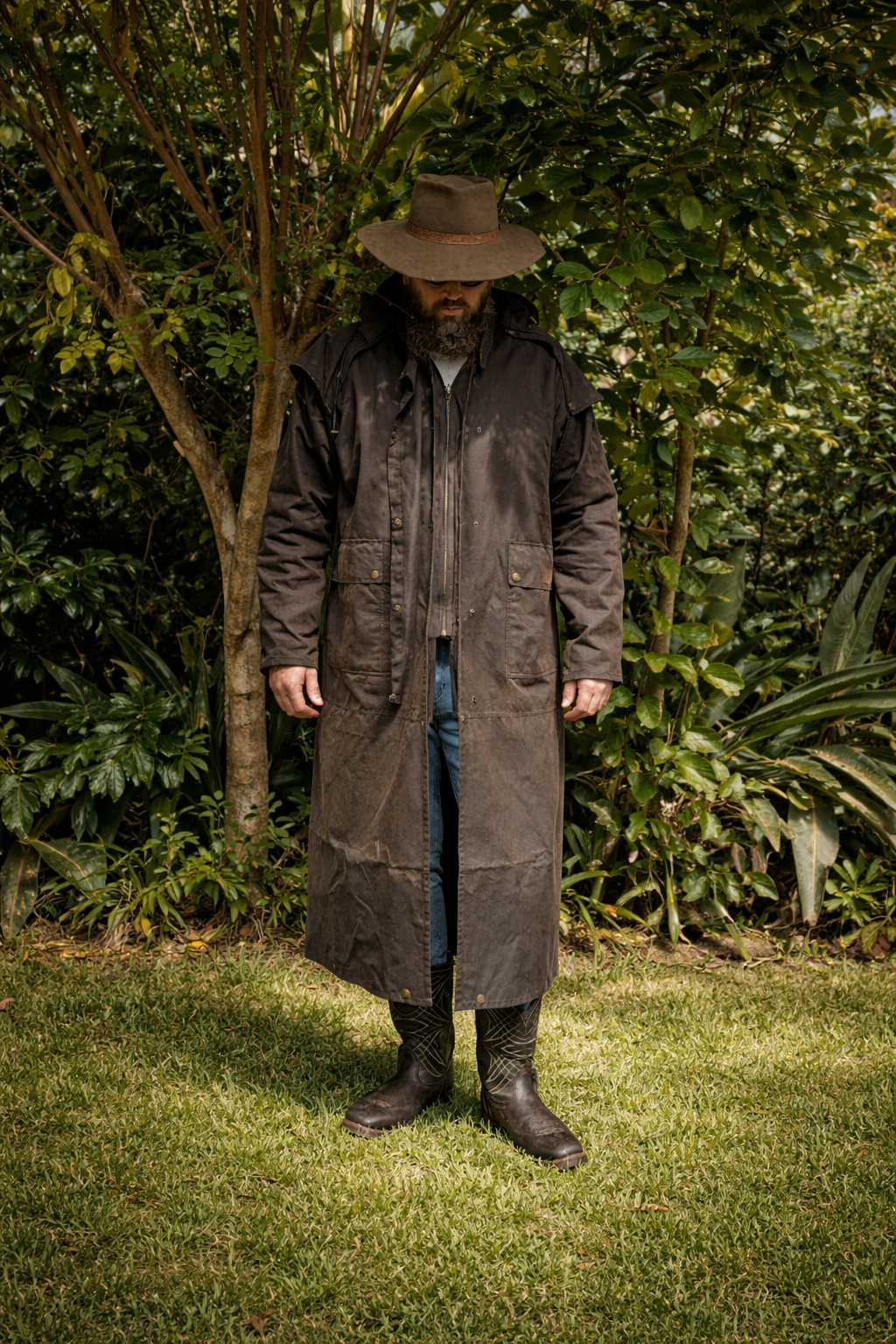 Ironbark Ranger - Long Coat - Oilskin - Dark Brown